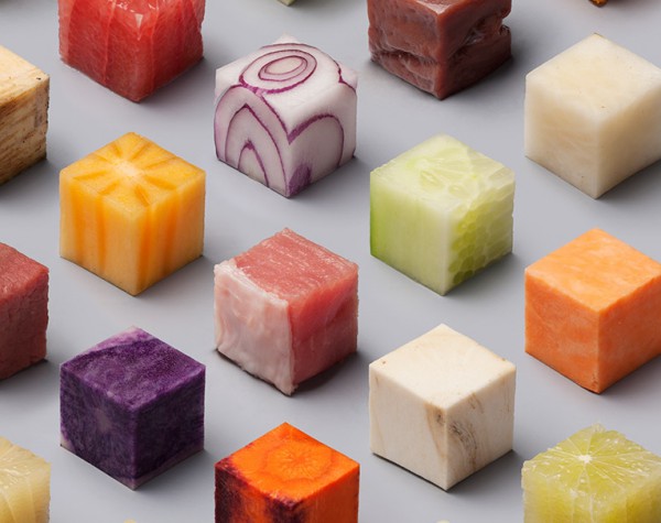 food in perfect cubes