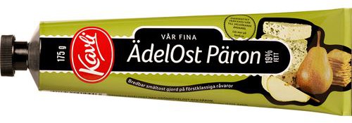 Food in tubes, soft cheese with pear flavor in a tube
