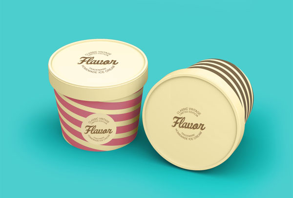 Vintage ice cream packaging in pink and brown, 15 Ice Cream Packaging Designs