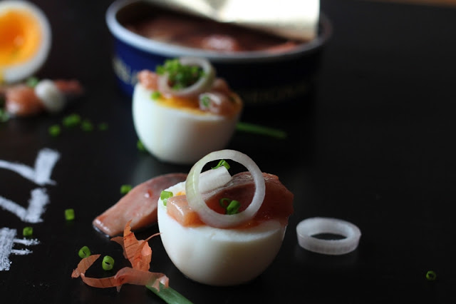 Soused Herring with soft boiled eggs and raw onion