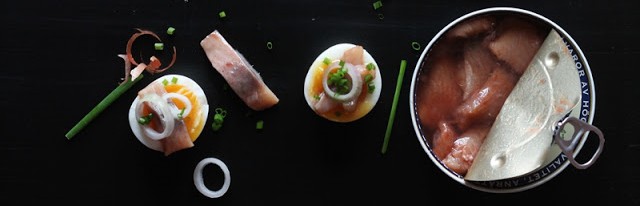 Soused Herring with soft boiled eggs and raw onion