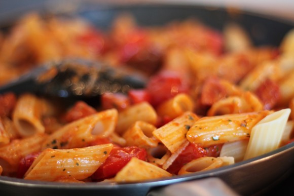 Penne Pasta with Salsiccia and Tomato Sauce