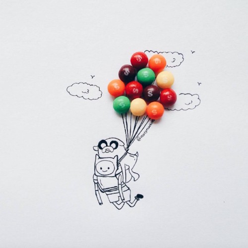 Cute Candy Illustrations uses real sweets to make them complete