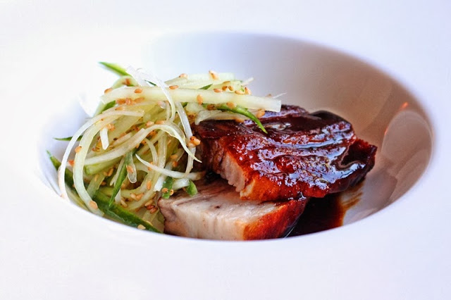 Braised Pork Belly With Cucumber and Fennel Coleslaw