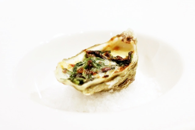 Gratinated Oysters with Garlic, Cream, Spinach and Parmesan Cheese