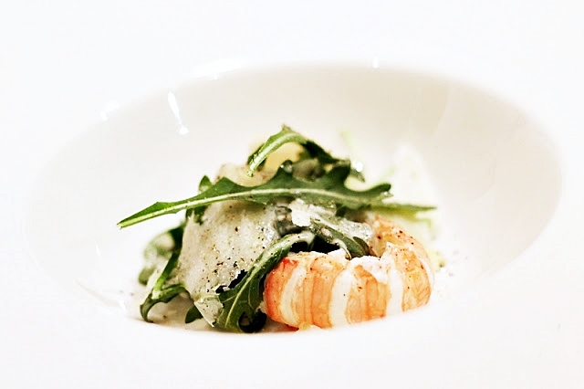 Arugula Caesar Salad with Langoustine and Parmesan Cheese