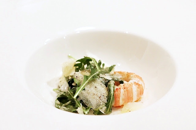 Arugula Caesar Salad with Langoustine and Parmesan Cheese