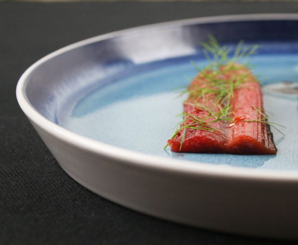 Pork Ribs with Poached Rhubarb and Fennel