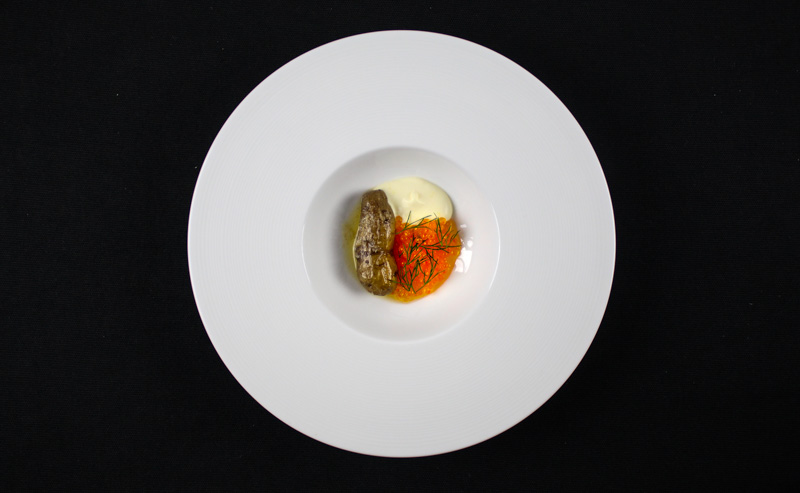 Smoked Potato With Trout Roe, Lemon Creme Fraiche and Dill