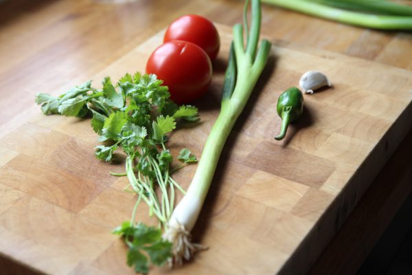 Quick Tomato Cilantro Salsa with Scallions and Jalapeno