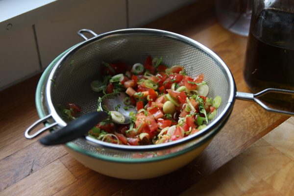 Quick Tomato Cilantro Salsa with Scallions and Jalapeno