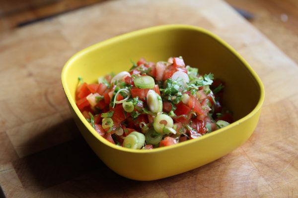 Quick Tomato Cilantro Salsa with Scallions and Jalapeno