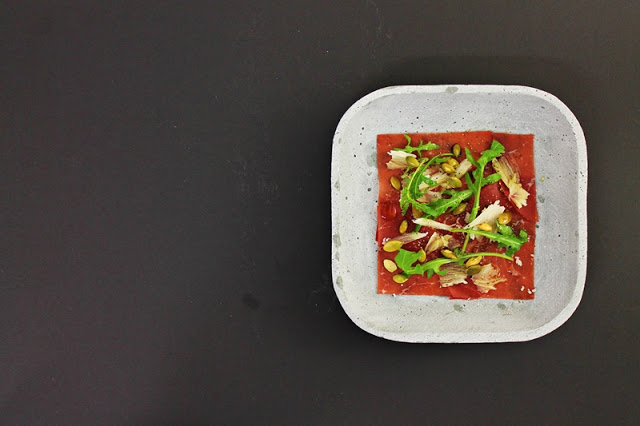 Bresaola with Parmesan Cheese, Arugula & Pumpkin Seeds