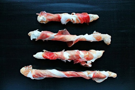 Homemade Grissini with Parma Ham and Cream Cheese