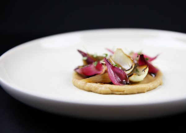 Three Types of Onions with Sunchoke Cream and Cress