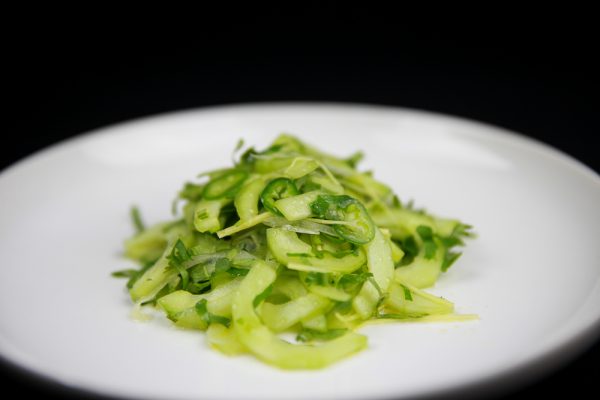 Cucumber Side Salad with Ginger, Chili and Cilantro