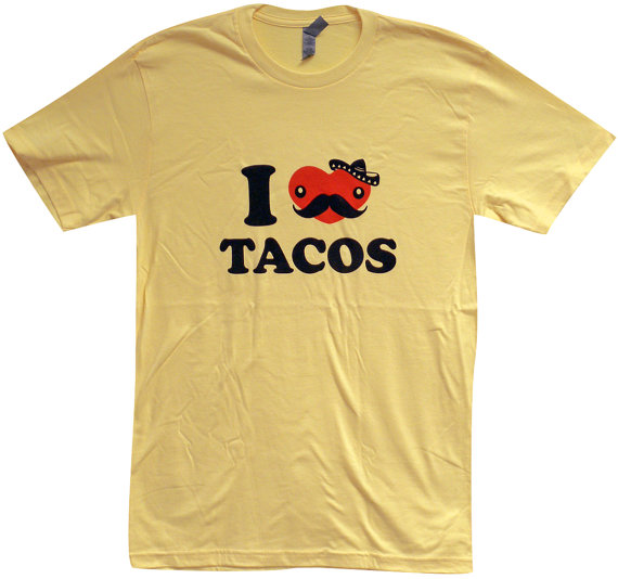 i love tacos t-shirt with mexican heart