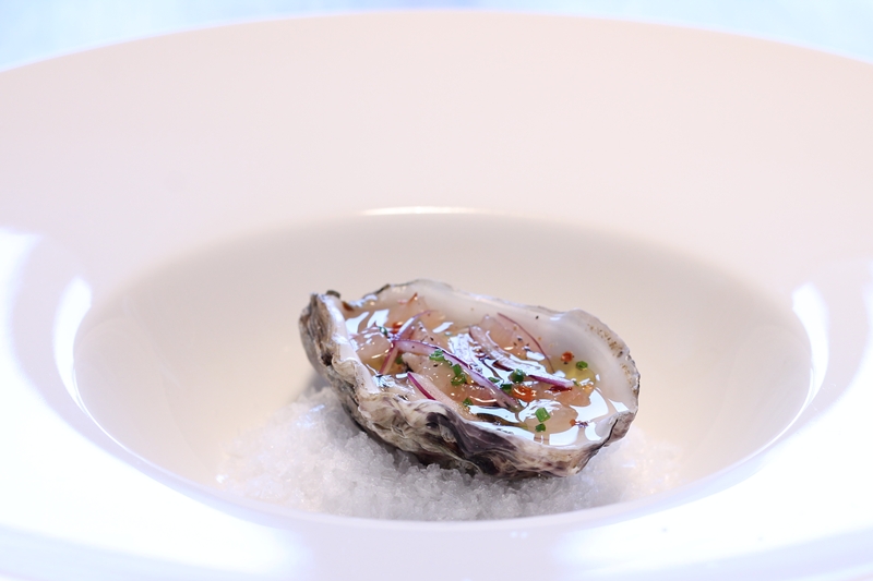 Oysters with grapefruit