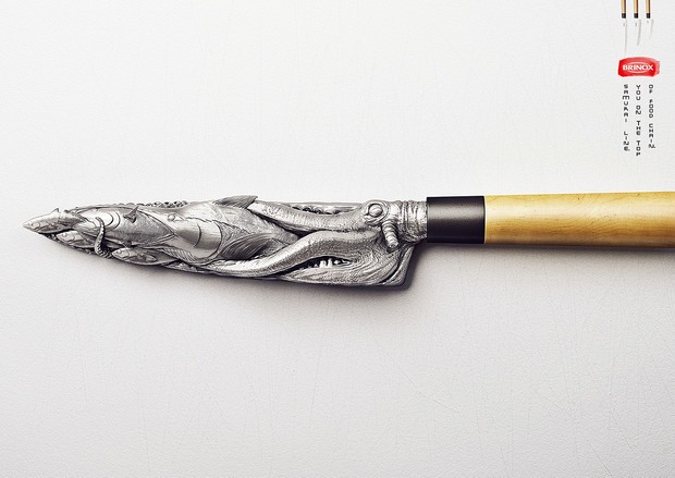 knife art with fish