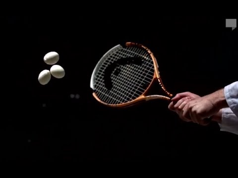 eggs with tennis racket