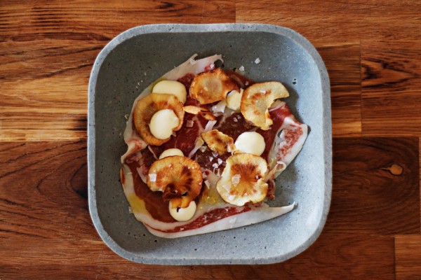 Iberico Ham with Sunchokes and Olive Oil Mayonnaise