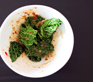 Quick Kimchi Salad with Savoy cabbage or Kale