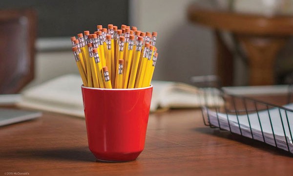 McDonald's Back to School ads, pens that look like fries