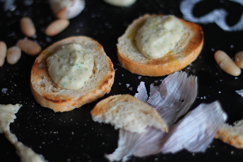 White Bean Hummus on Crostini