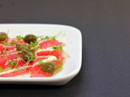 Try our recipe for this delicious Tuna Carpaccio with capers, cress and mayonnaise. A great way to add some flavor to this great fish.