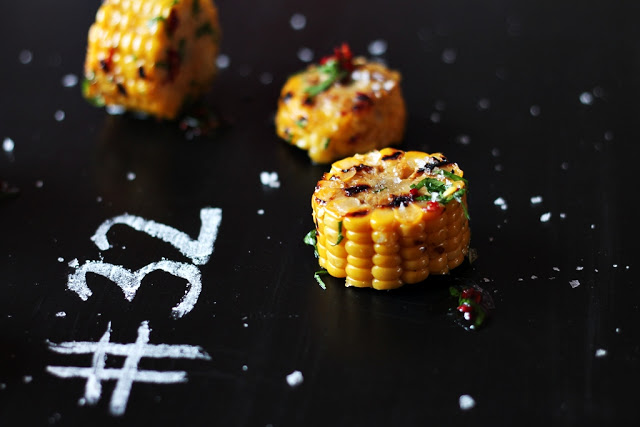 Grilled Corn On The Cob with Chili, Parsley and Garlic