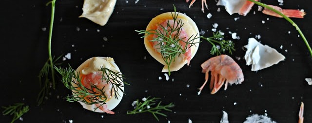 Boiled Eggs with Shrimps, Dill and Mayonnaise