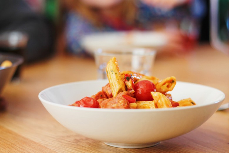 Penne Pasta with Salsiccia and Tomato Sauce