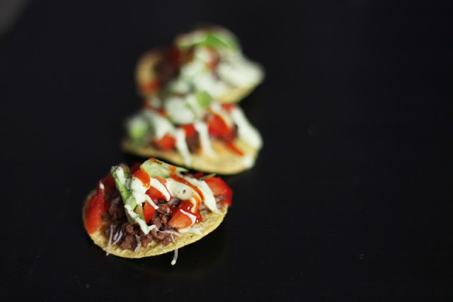 Nacho Bites with Avocado Mayonnaise & Red Peppers