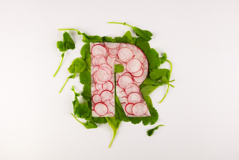 A-Z Food Photography Project - R is for Radishes, food lettering and food typography at Ateriet.com