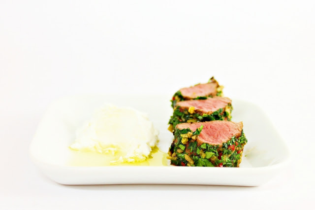 Herbed Lamb Fillet with Goat Cheese