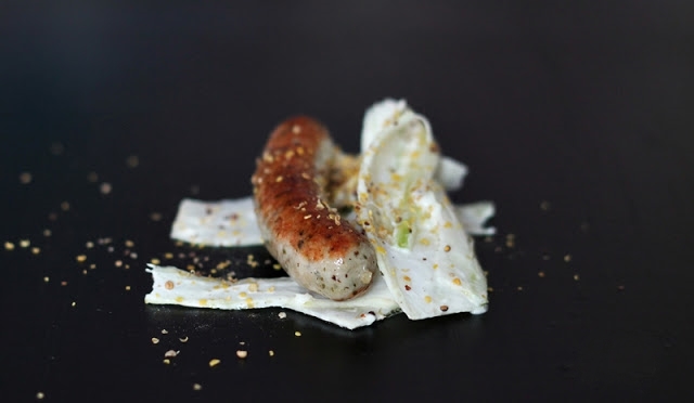 Nürnberger Sausage with creamy Fennel coleslaw & Mustard Seeds