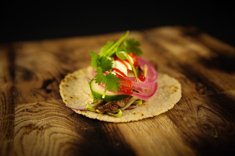 Beef Taco with Japanese Soy, Ginger, Pickles & Cilantro