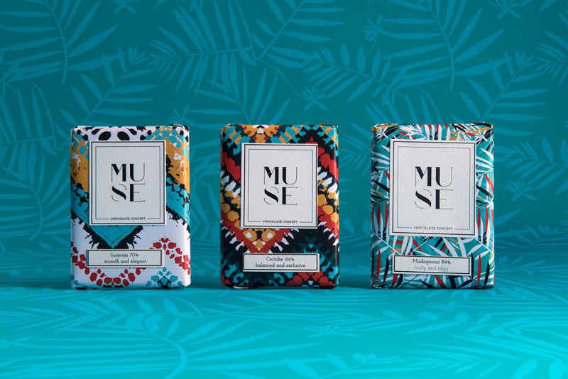 Colorful Chocolate Packaging For Muse Chocolate