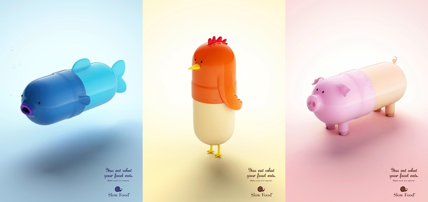 Clever Slow Food Ad Campaign - Pill Farm Animals - Ateriet.com