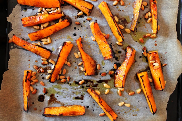 Roasted Butternut Squash with Pine Nuts & Balsamic Vinegar