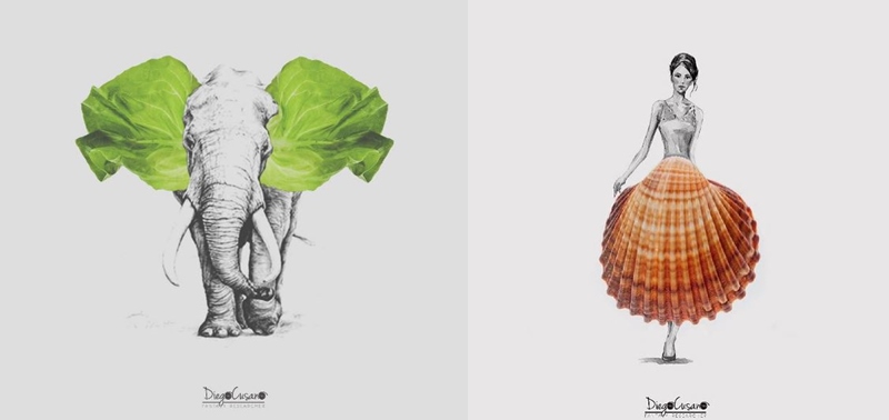 Food Illustrations Completed with Real Food by Diego Cusano
