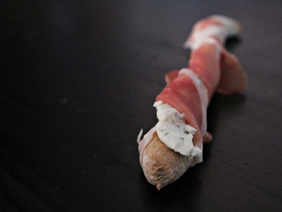 Homemade Grissini with Parma Ham and Cream Cheese