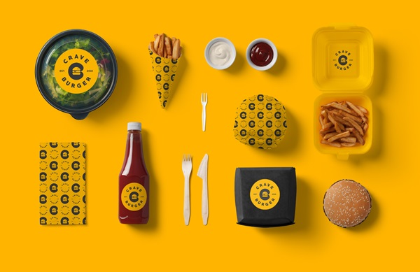 Hamburger Branding and Packaging for Crave Burger