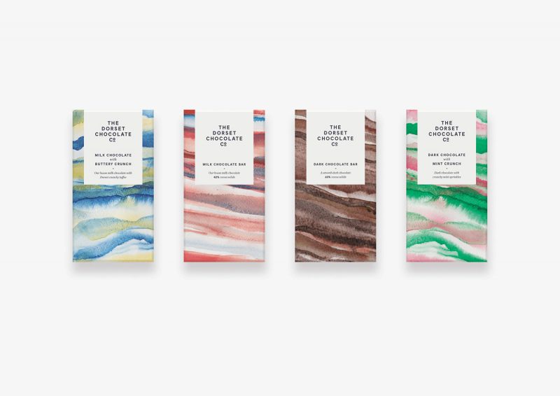 Watercolor Chocolate Packaging Design for Dorset Chocolate