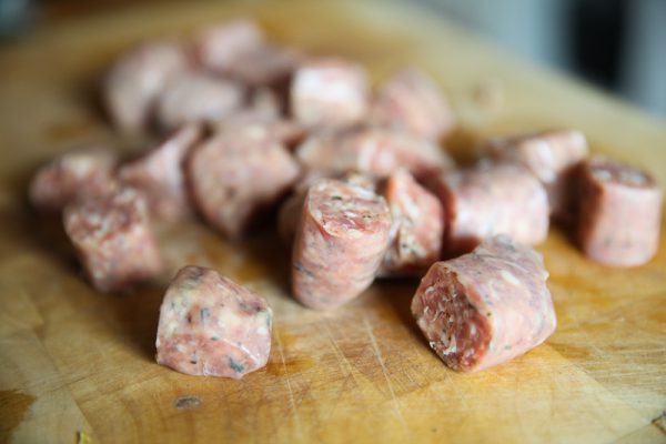 Potatoes with Salsiccia, Oregano and Spinach