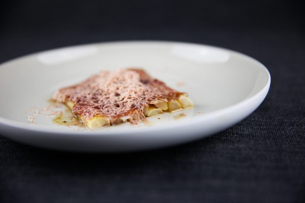 Grated Foie Gras with Truffle Salami and Salsify