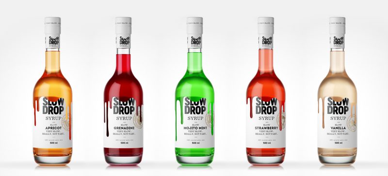 Cocktail Syrup Packaging Design With Drops in The Design