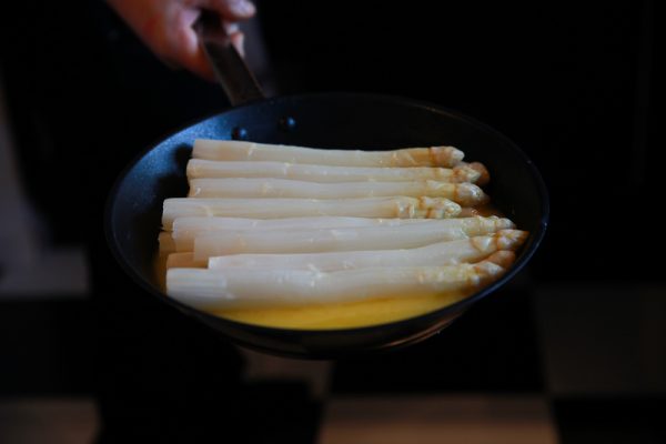 White Asparagus Seared Cod and Hollandaise Sauce