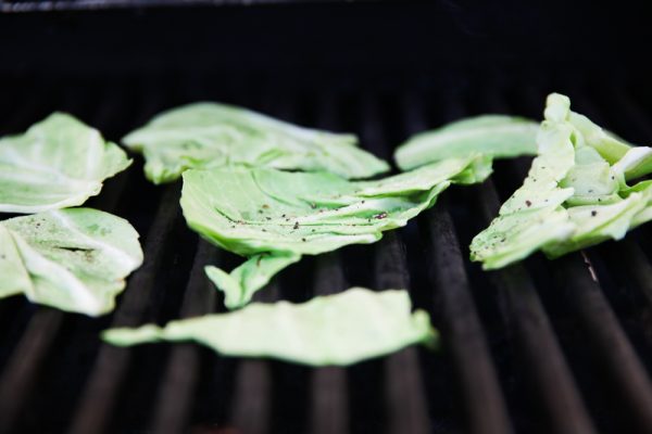 Grilled Cabbage with Creme Fraiche, Lemon and Herb Oil