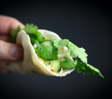 Ceviche Taco with Cilantro Sauce and Lime